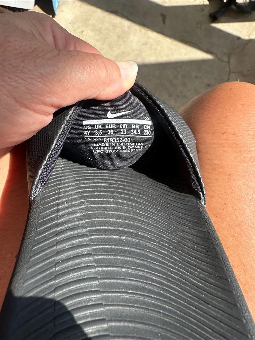 Nike Black Slides with White Swoosh - Kids' Slip-On Sandals